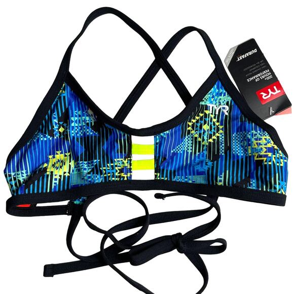 TYR DuraFast One AZOIC Pacific Tieback Top Swim Top Blue Multi - Small 4/6 - Picture 2 of 6